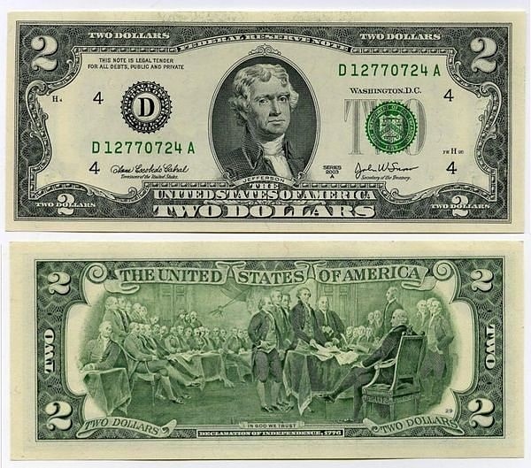 2$ США